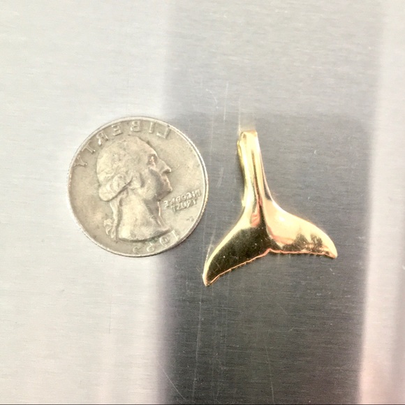 14k Gold Whales Tale Polished Pendent Necklace Custom Made on Maui Preowned - Picture 11 of 15